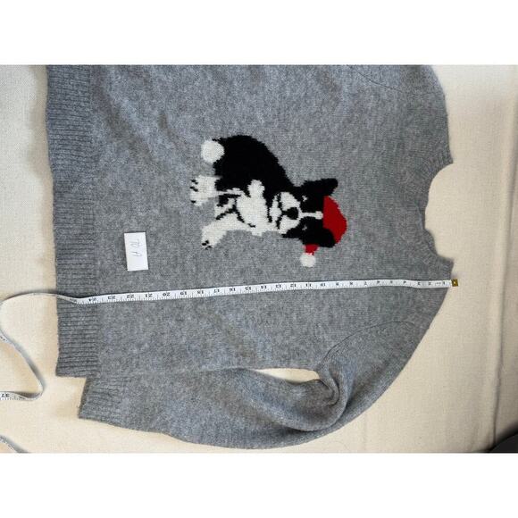 Cupcake and Cashmere Women French Bulldog Gray Knit Christmas Sweater Size L - Picture 5 of 8